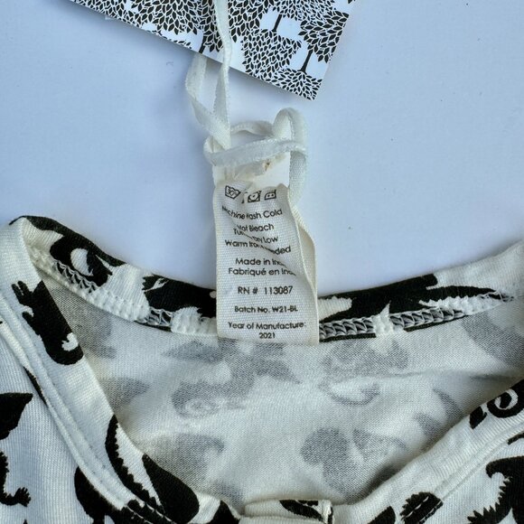 Kate Quinn Long Sleeve Romper – Black Dinosaur/Dragon Print, 18–24M | Bamboo - Picture 4 of 5